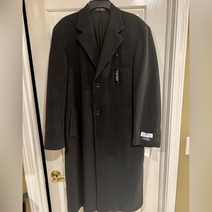 Mens Chaps Ralph Lauren wool long coat 42R Dark Black Charcoal color